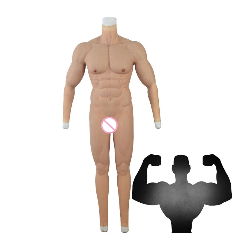 Corpo inteiro da cabeça masculina do músculo do silicone que cobre o terno, músculo falso para o uso ocasional cosplay traje do jogo da grande fase