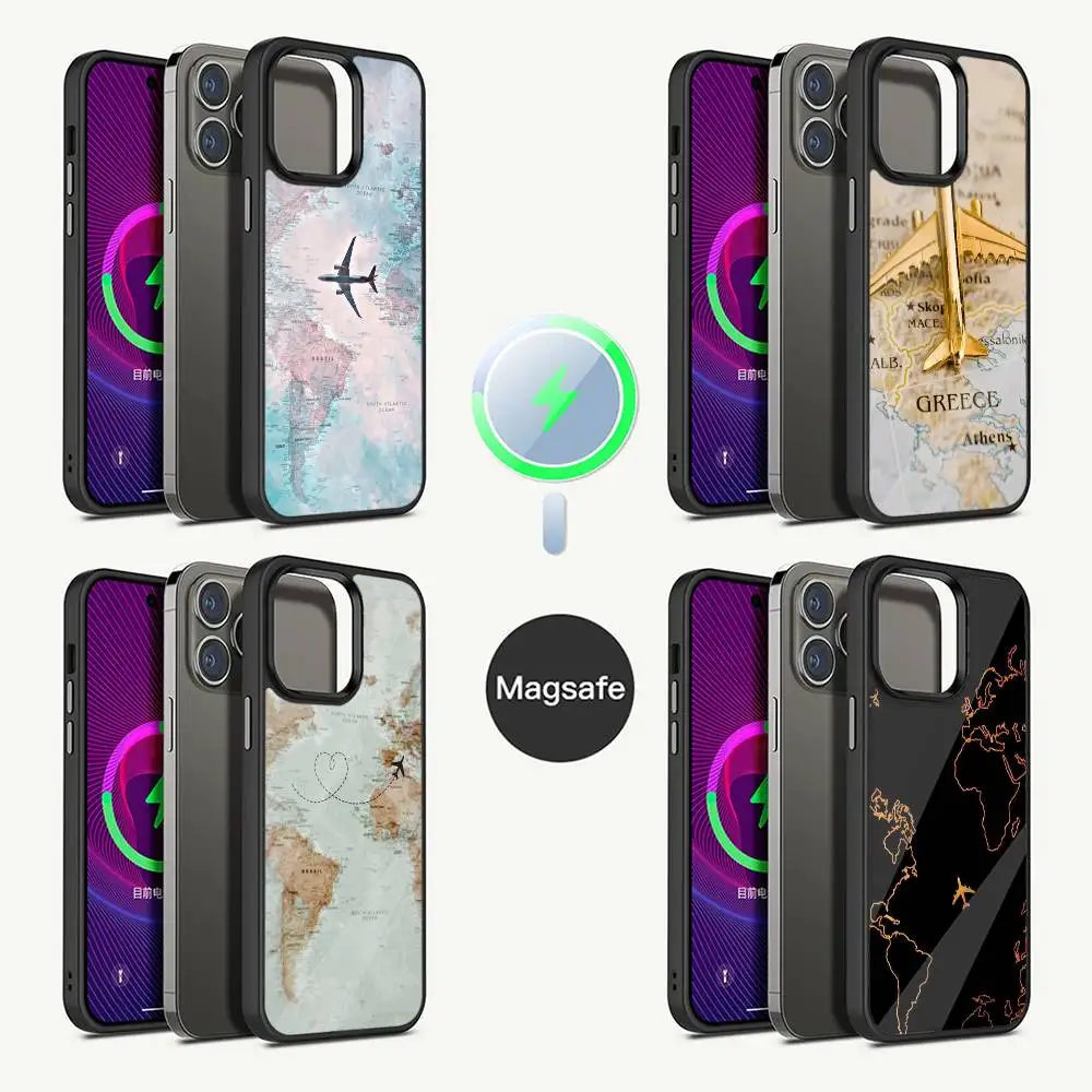 

Airplane Map Phone Case For iPhone 16,15,14,13,12,11,Pro,Max,Plus,Mini,Magsafe,Magnetic Wireless Charging Case
