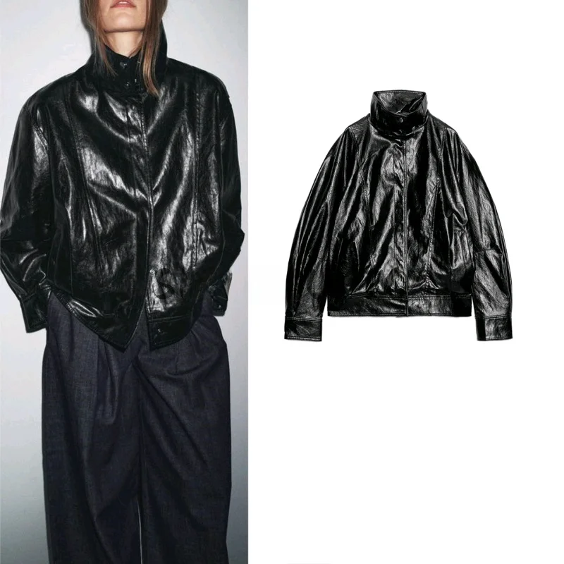 

Прохладная осенняя новая женская длинная куртка-пилот с высоким воротником и пышным подолом, верхняя одежда, повседневная одежда на молнии, полиэфирное волокно