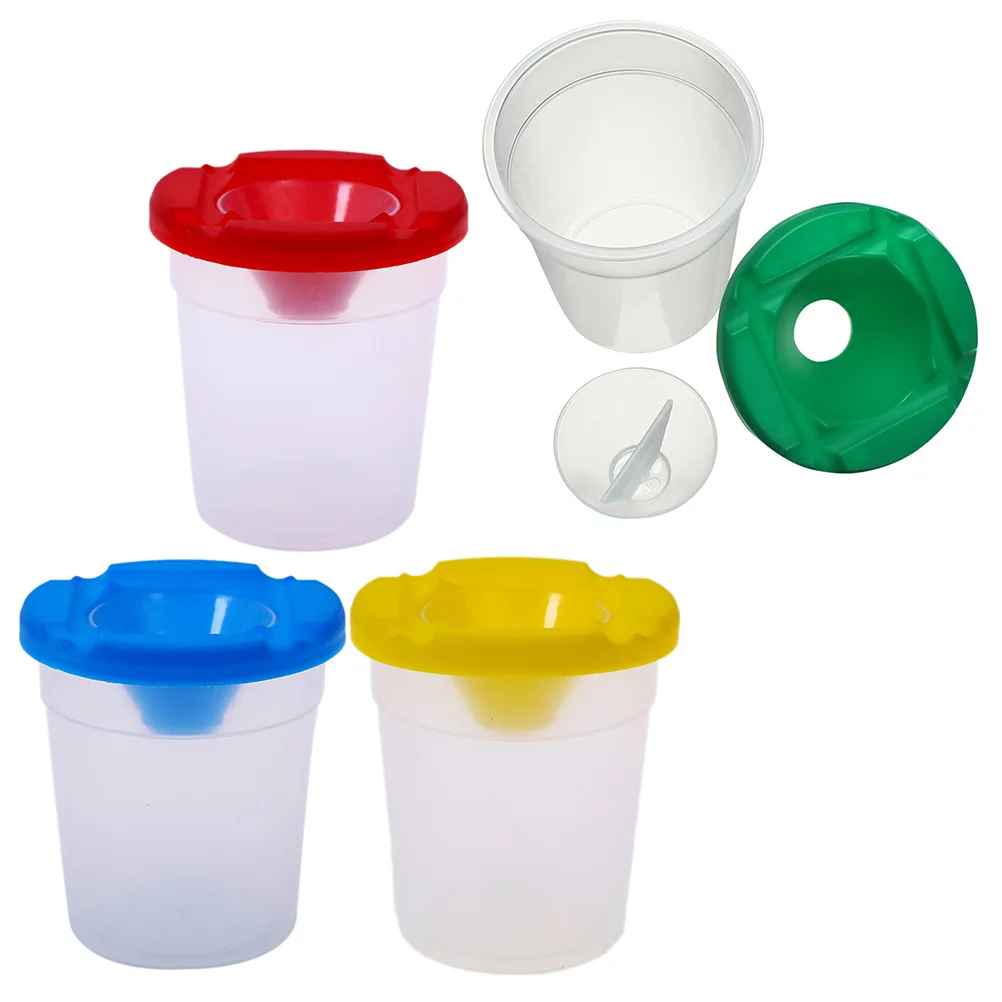 5-delige lekvrije kinderbeker met deksel Graffiti Brush Paint Cups Schilderaccessoires