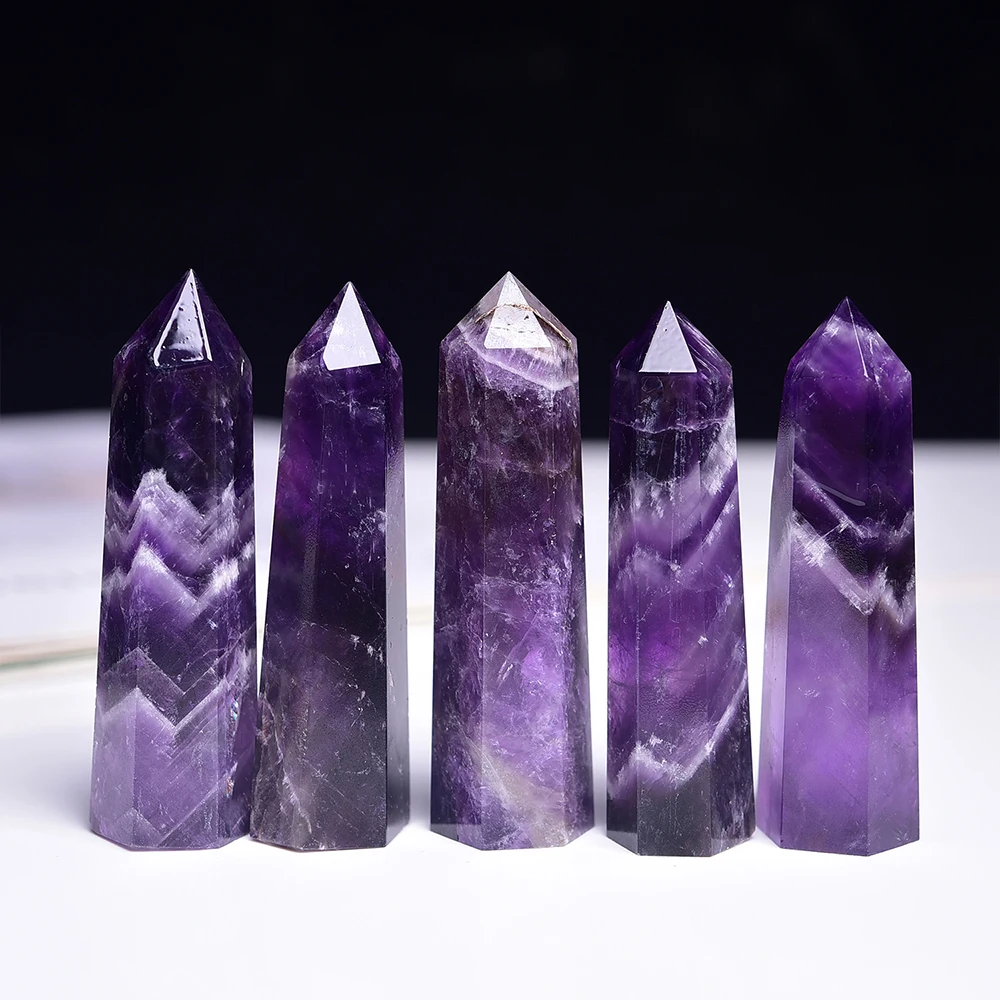 Natural amethyst column hand transparent polished love symbol Gift Reiki Healing collection Mineral home decor