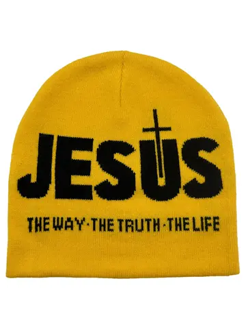 Jacquard Alphabet JESUS  Knit Hat Autumn/Winter Outdoor Thermal Hat Unisex Pullover Hat