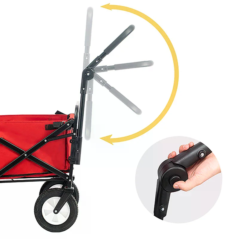 Foldable Folding Cart Push Handle Wagon Cart Equipment Black Lightweight Extendable Cart Trolley Handle Accessories For Camping