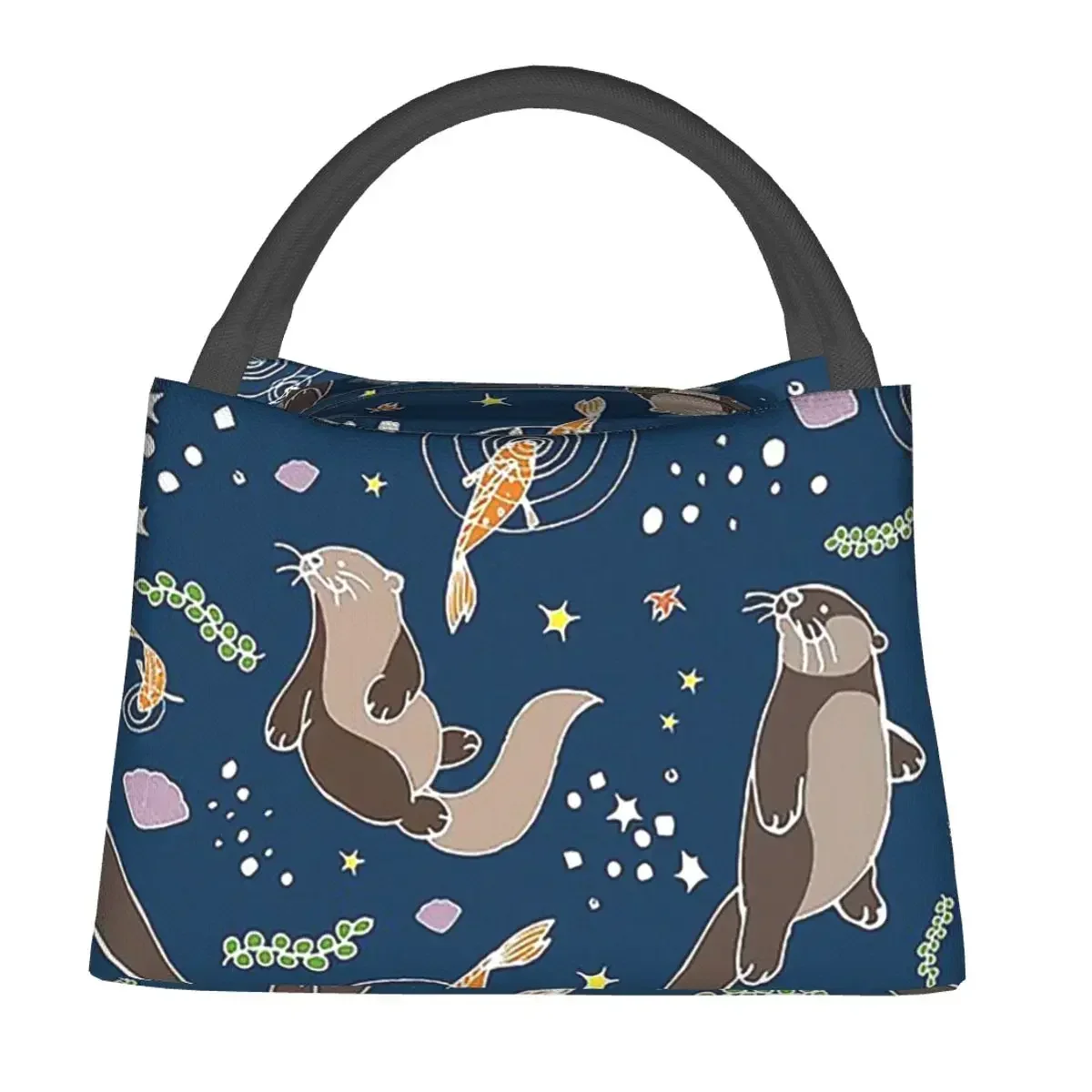 Sea Otters At Night Lunch Bags Insulated Bento Box Portable Lunch Tote Picnic Bags Cooler Thermal Bag for Woman Student School