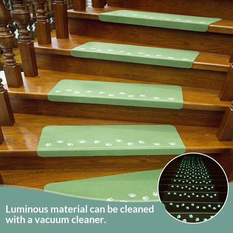 Self Adhesive Luminous Bear Claw Stair Mat Washable Safety Mute Step Anti-slip Pad Water Absorbing Step Rug Carpet Stair