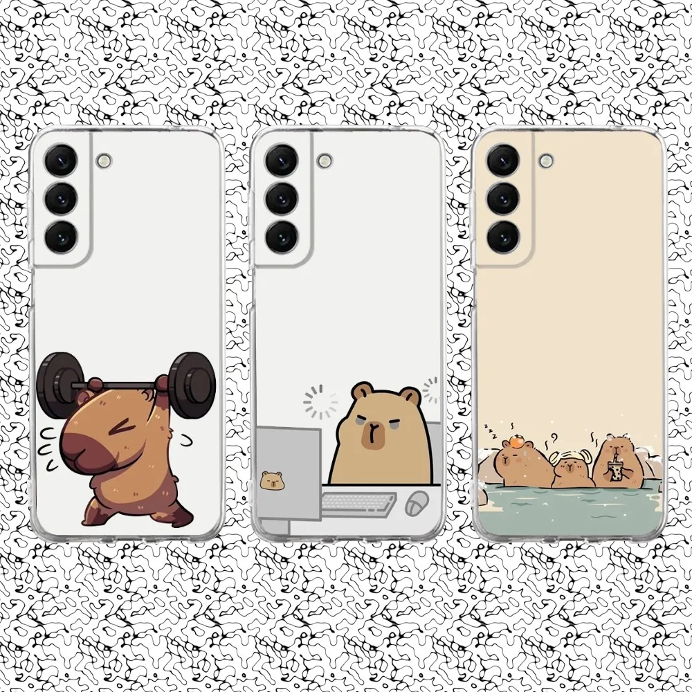 

cute cartoon Capybara Phone Case Silicone For Samsung S30,S23,21,22,20 Ultra,S20 FE lite,S10,9,PIus Note20ultra Cover Clear