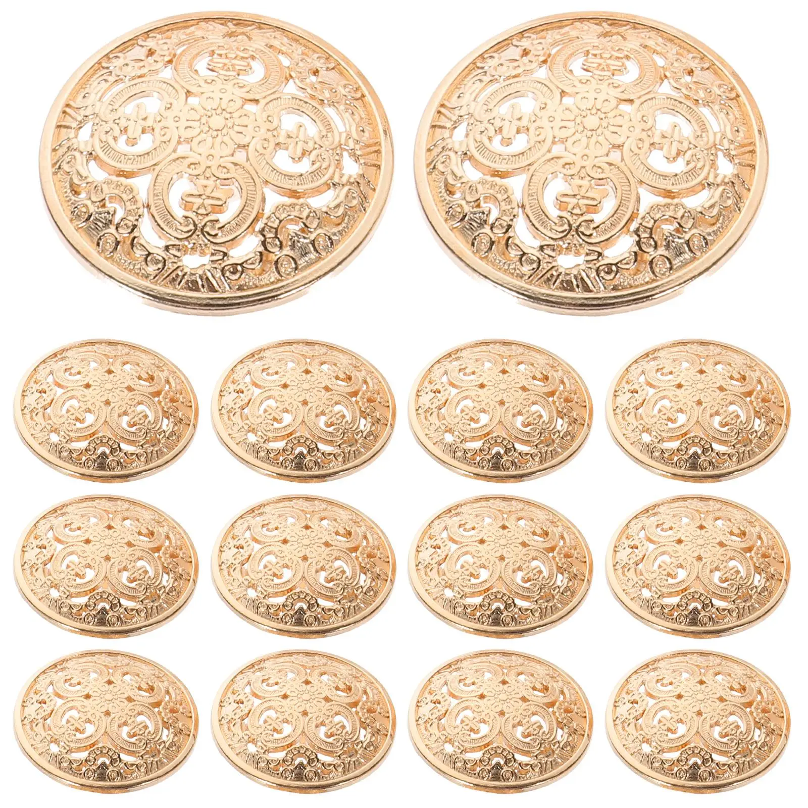 

30 Pcs Metal Buttons for Sewing Silver Decorative Clothes Badge Hollow Design Durable Fashion DIY Craft Snap Rivet