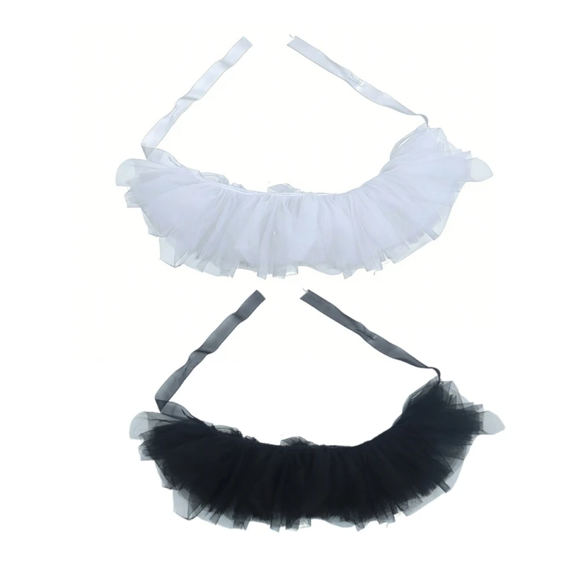 R7UF Elegant Ruffled Choker Collar Victorian Lace Collar Neck Ruff Jabot For Women