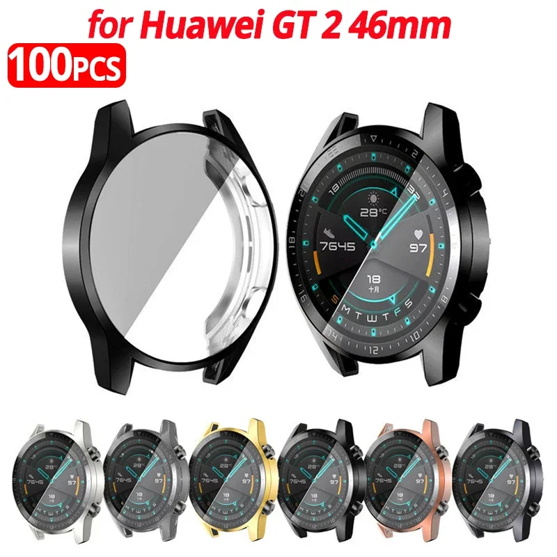 

Чехол из ТПУ для Huawei Watch GT 46 мм, 1 упаковка/100 шт., защитный чехол с пленкой для экрана, силиконовые чехлы для часов, аксессуары