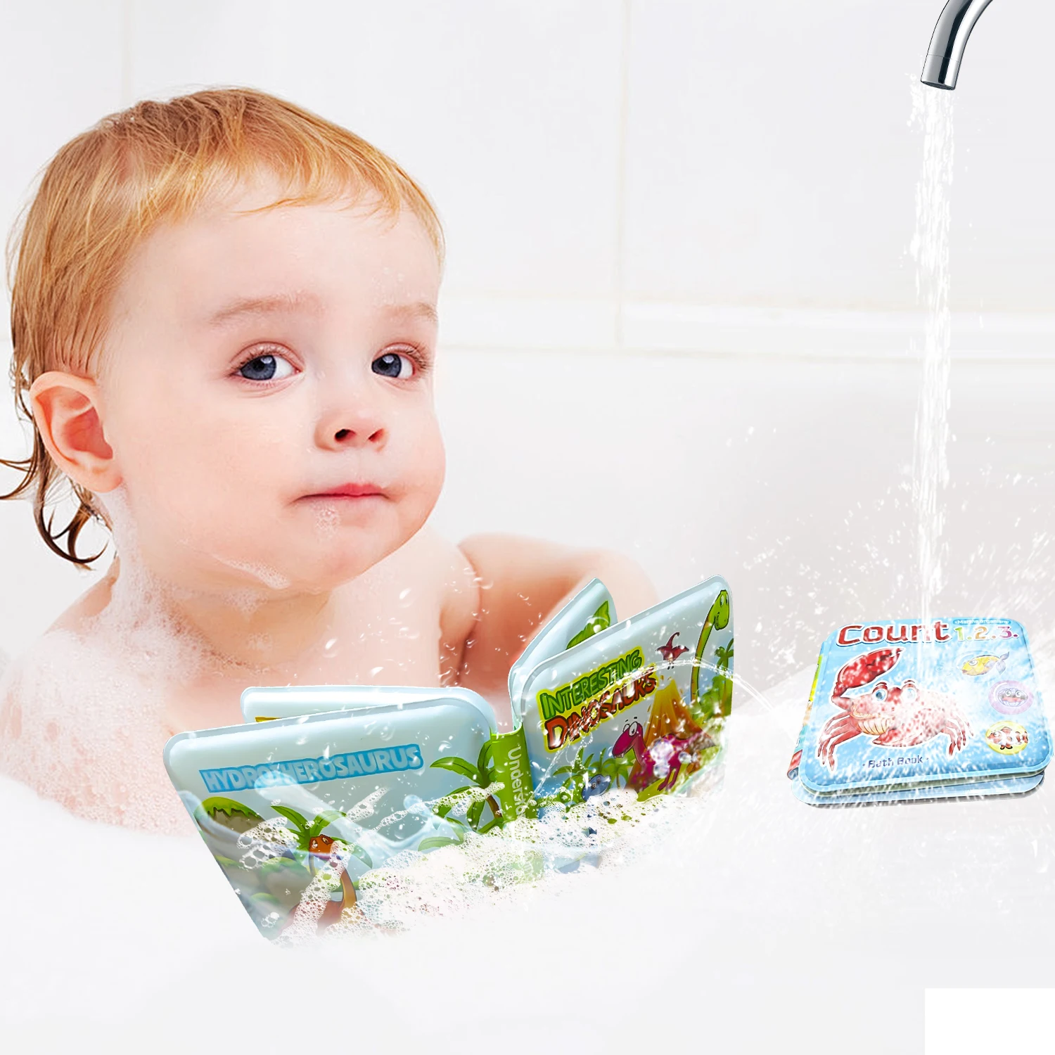 Baby Water Bath Toy Bath Cloth Book Swimming Bathroom Toy Early Educational Toys Activity Waterproof  Baby Book for Toddler Gift