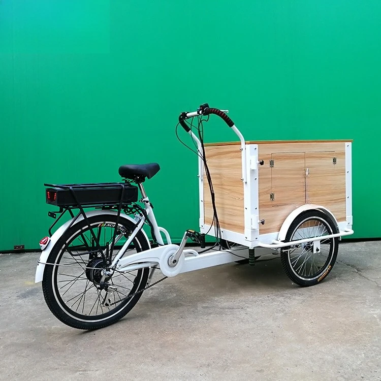 Electric upside down donkey takeaway bicycle mall street view coffee milk tea sale human pedal tricycle view 3