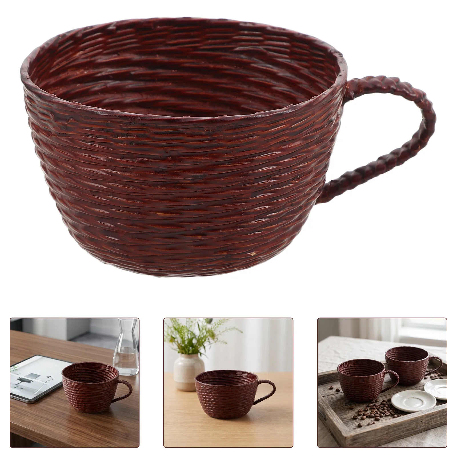Bamboo Handwoven Coffee Cup Heat Resistant Rustic Vintage Woven Insulated Tea Mug Farmhouse Drinking Cup Set Chinese Style