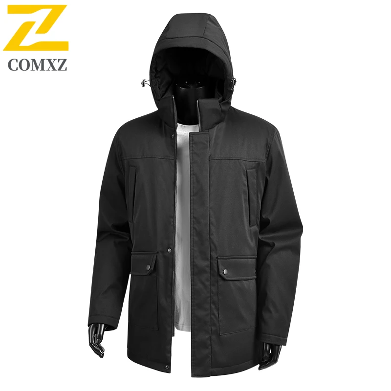 

2025 New Men's Cotton Jacket Winter Thickened Cold Proof Warm Multi Pocket Hooded Parker Coat Casual Fashion Men's Zipper Jacket
