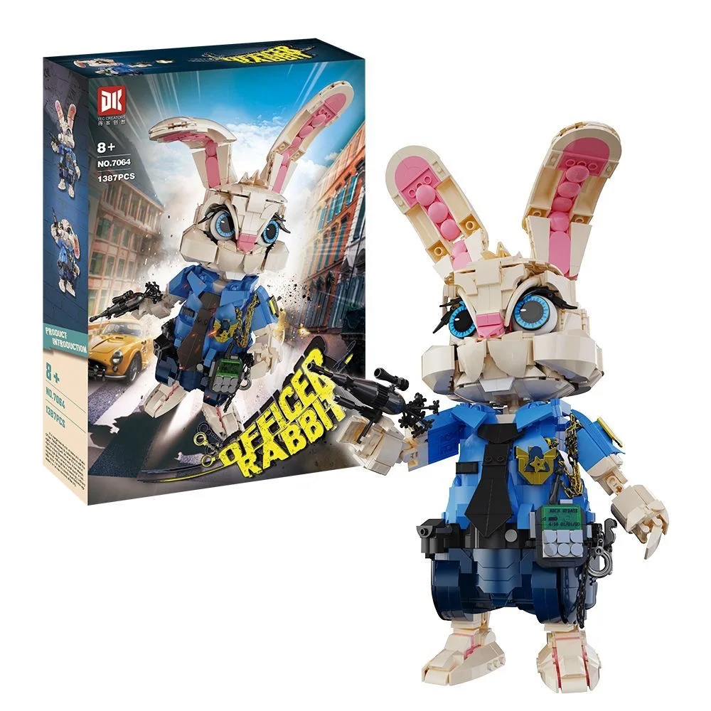 

1387PCS Cartoon Cute Version Officer Rabbit Building Blocks Bricks Model MOC Police Figure Model Building Set Toy Gift for Kids