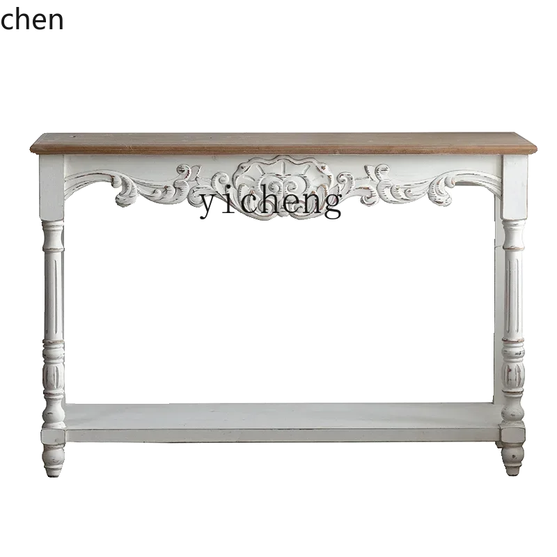 Entryway Console Table Solid Wood Entryway Wall-Mounted Storage Table Decorative Table Vintage