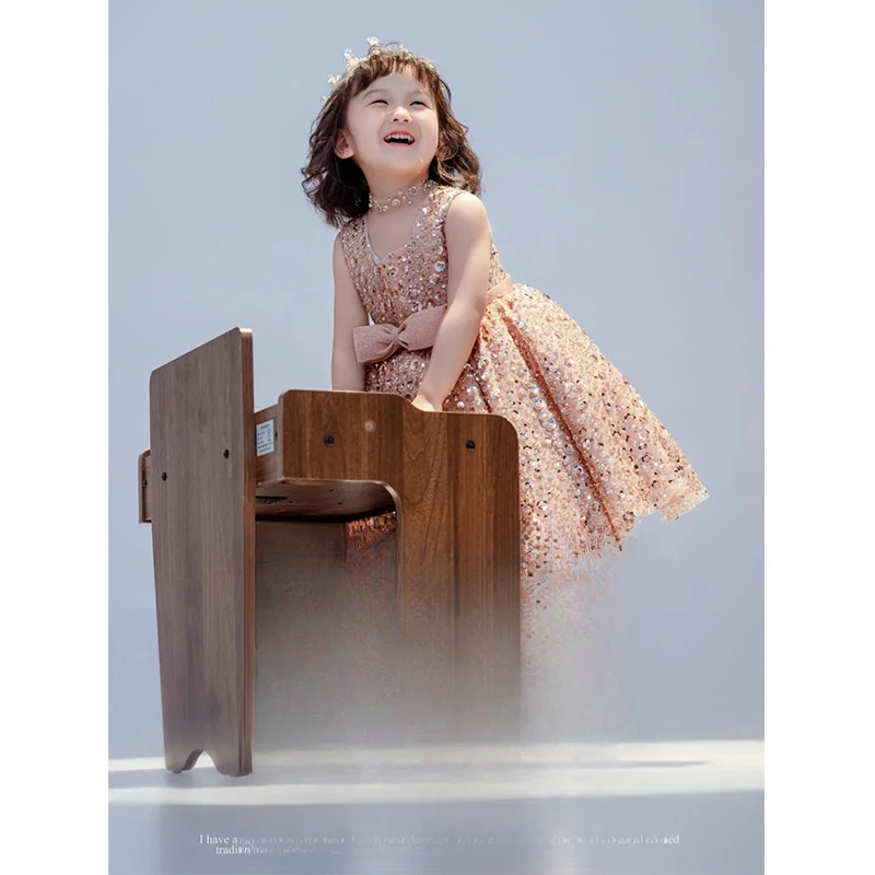 Studio skirt high-end light luxury niche children's birthday princess skirt flower girl wedding host piano girl dress