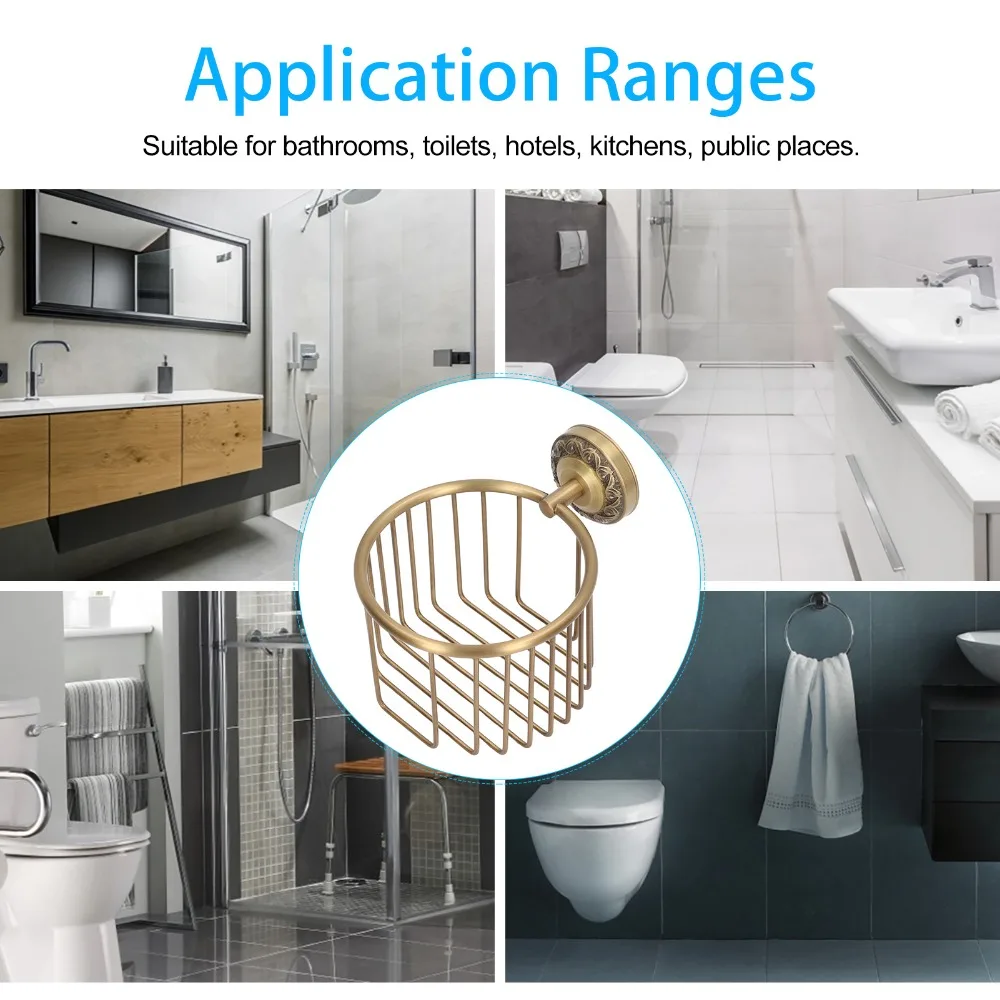 Copper Toilet Roll Holder Wall Mounted Durable Tissue Holder Brass Easy Installation Paper Holder Basket Space Saving