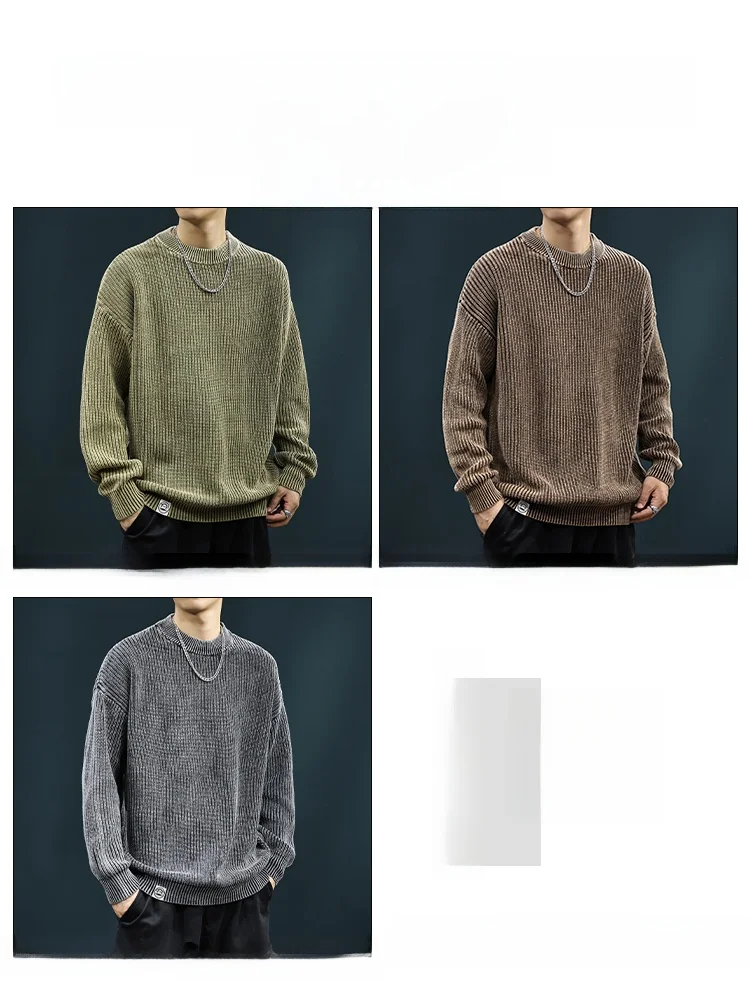 PaulFrank Retro Knitted Sweater Men's Loose Casual Sle Autumn New Arrival Premium Feeling Thiened Vintage Monkey Logo