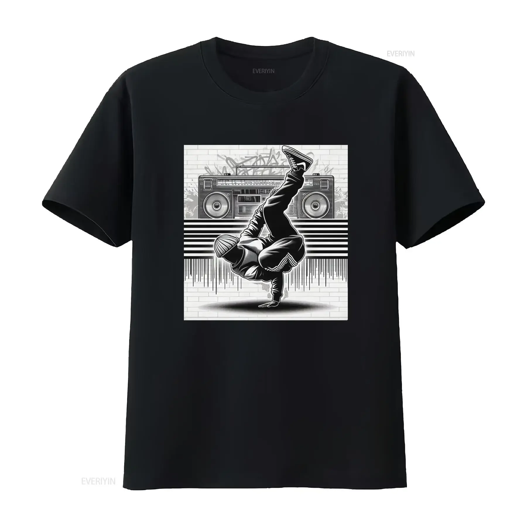 Vintage B Boy Breakdancing T Shirt with Hip Hop Boombox and Graffiti Design Old School Ghettoblaster Retro Style vintage