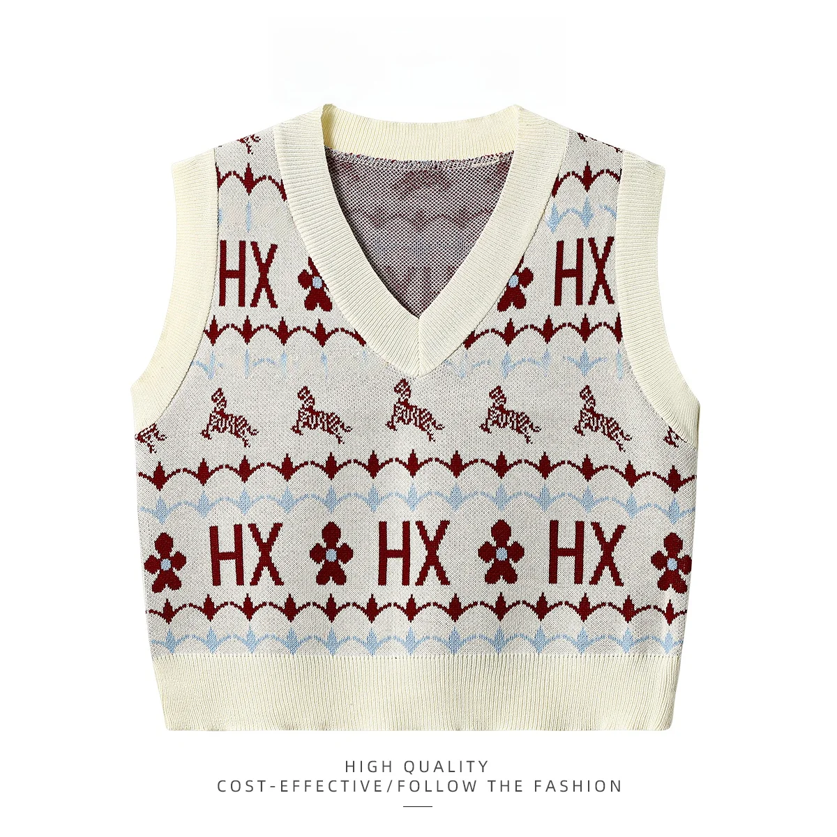 

PAIXIANG винтажный вязаный женский жилет с V-образным вырезом, осенняя многослойная верхняя одежда, свободный утягивающий топ с цветочным принтом