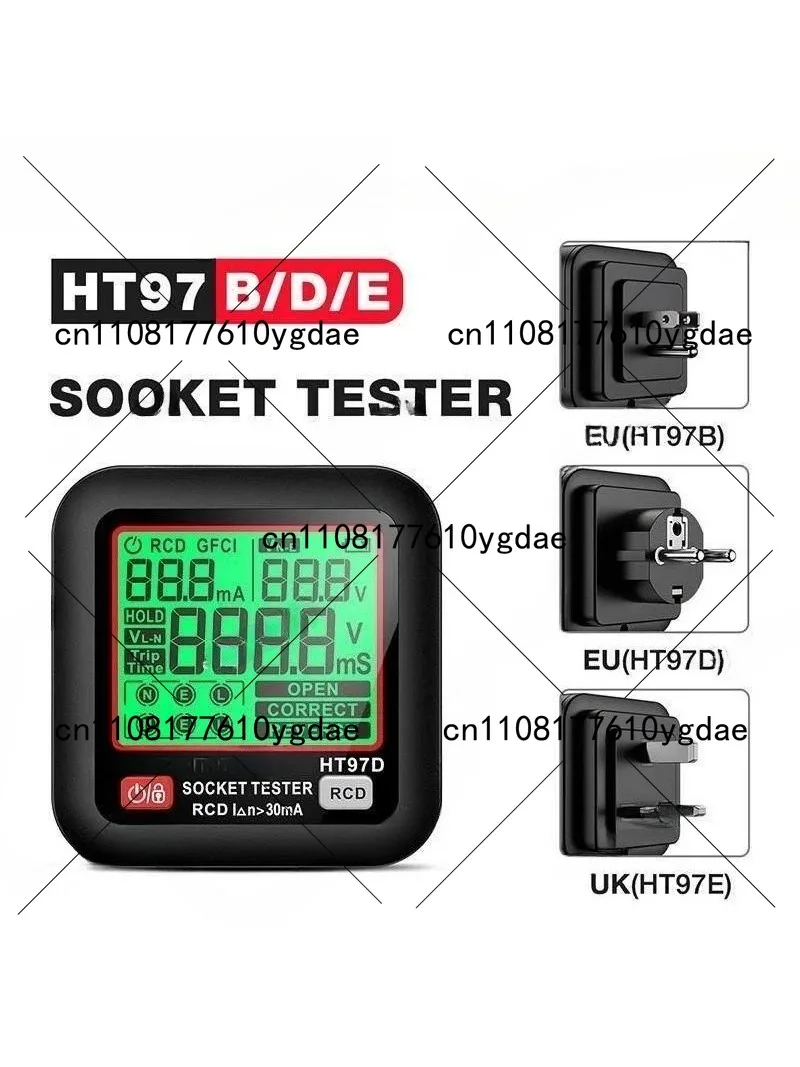 

HT97BDE Digital Socket Tester, Intelligent Leakage Detection, Electrical Outlet Tester, Portable Circuit Analyzer