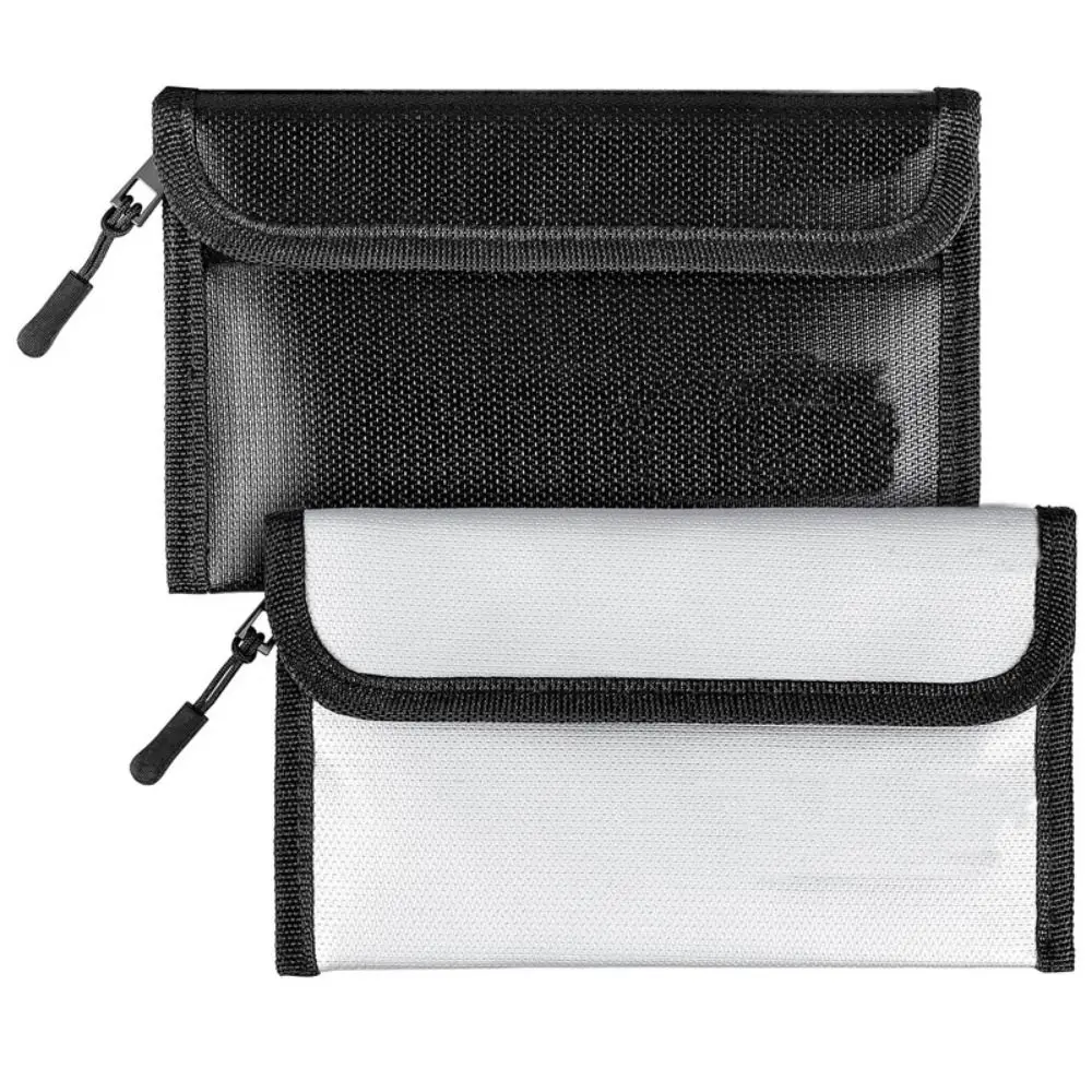 

Zipper Closure Fireproof Document Bag Portable with Sticky Strip Cash Safe Storage Pouch Space Saving Multi-Functional