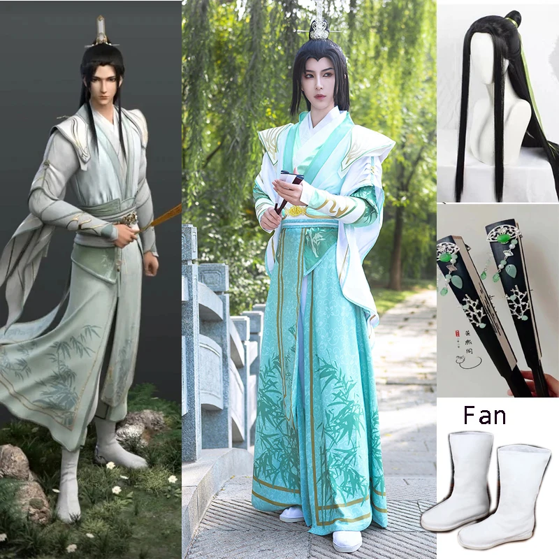 Cosplay Anime Schurk Zelf-Rescue Systeem Shen Yuan Shen Qingqiu Cosplay Kostuum Volledige Set Cos Pruik Schoenen Voor Volwassen vrouwen Mannen