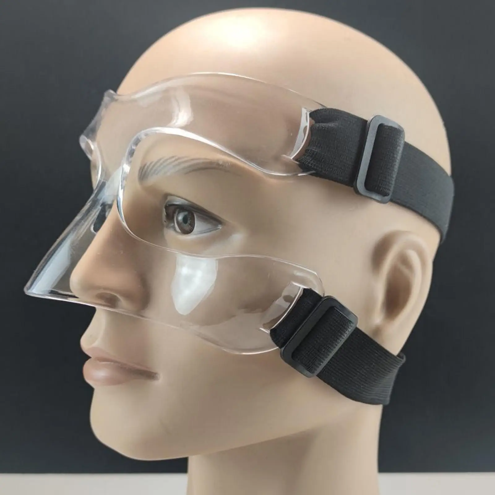 Máscara de basquete transparente com alça elástica, cinta de nariz inquebrável para homens e mulheres
