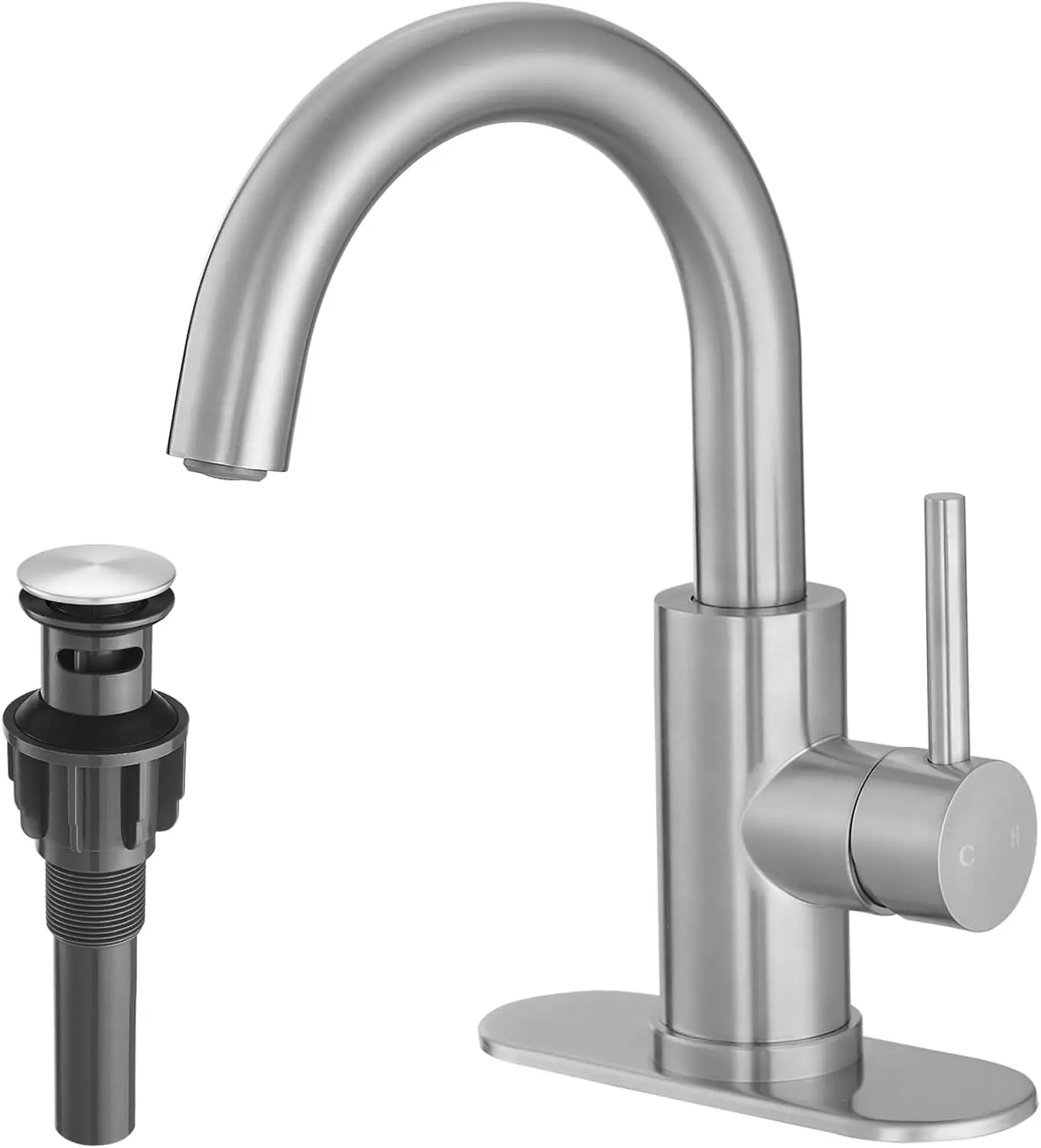 

Bar Sink Faucet, Bathroom Kitchen 360° Rotatable Faucet, Brushed Nickel Single Hole Bathroom Faucets Modern Small Mini Kit