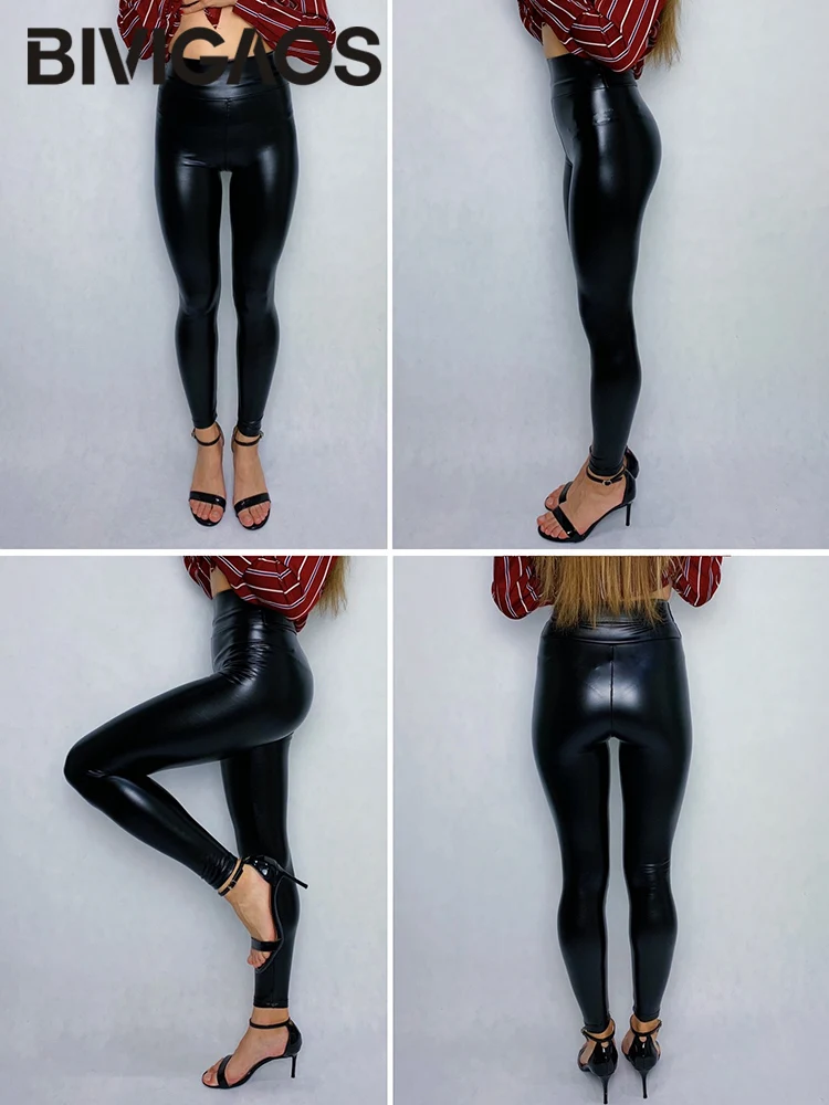 BIVIGAOS Fashion Women PU Leather Pants Elastic High Waist Winter Leggings Slim… - Image 5
