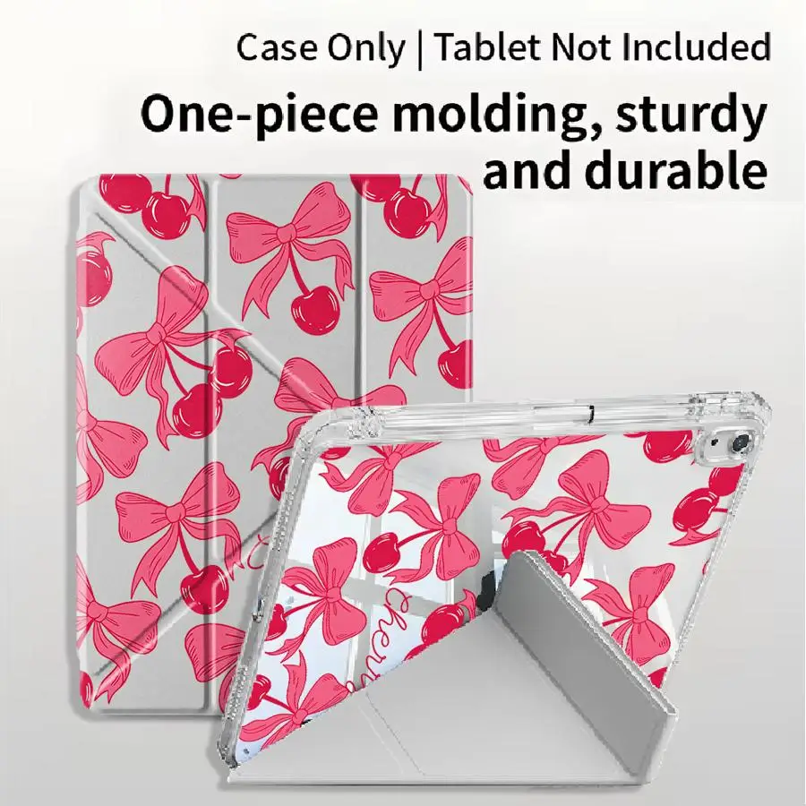 Cherry Bow Tablet Case For iPad Air 4 5 M3 M2 M4 11inch 11th 10th 9th 8th 7th 12.9inch Mini 6 7 Pro 2025 Holder Cover Y-Fold