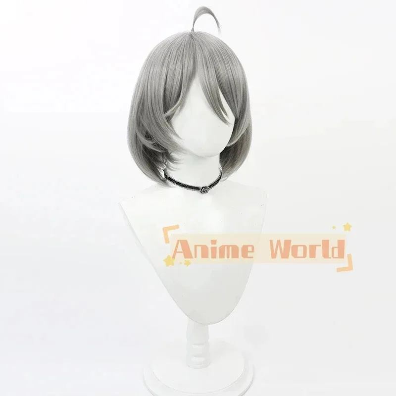 Snowbreak 아카시아 코스프레 가발 짧은 회색 내열성 합성 머리 할로윈 역할 놀이 파티 카니발 + 무료 가발 모자
