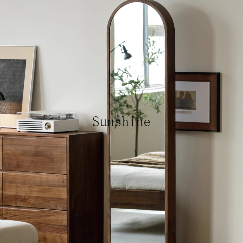 

Solid wood full-body mirror bookshelf picture book rack dual-purpose floor fitting rotation