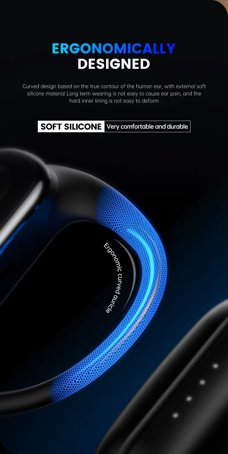 Open-Ear Headphones with Stable Comfort & Hi-Res Sound Pure Bass Boost Bluetooth 5.3 Earbuds OWS Wireless Headphones for Sports