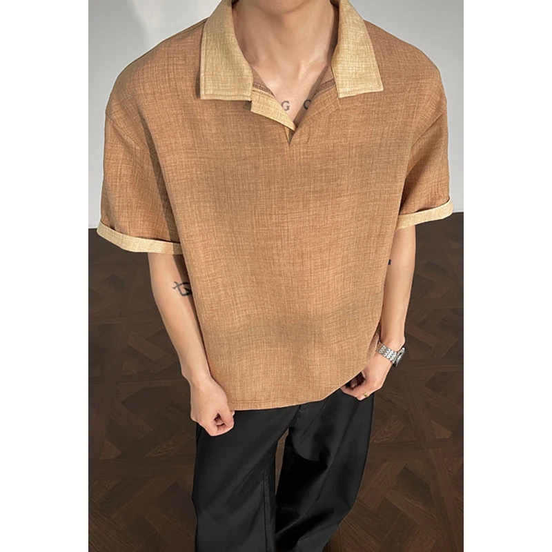 

Summer Short Sleeved T-shirt Men Fashion Casual Lapel T-shirt Men Streetwear Korean Loose Polo Shirt Mens Top Large Size 4XL