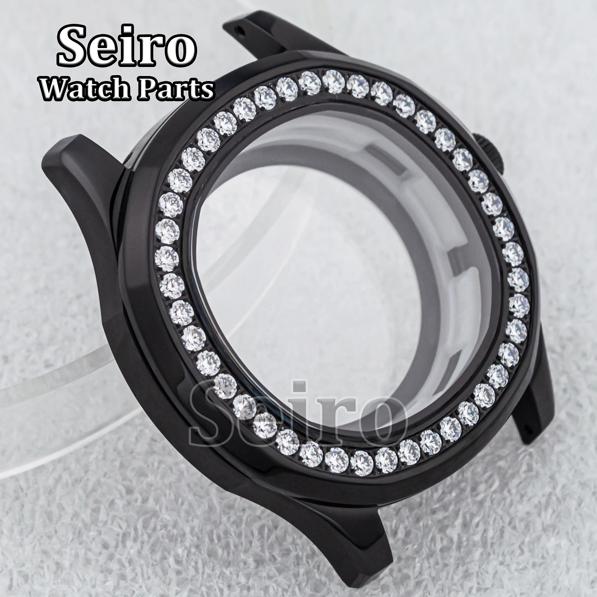 42MM Stainless Steel Diamond Watch Case Sapphire Glass Silver Black Gold Rose Gold for AQUANAUT Nautilus NH35 NH36 Movement