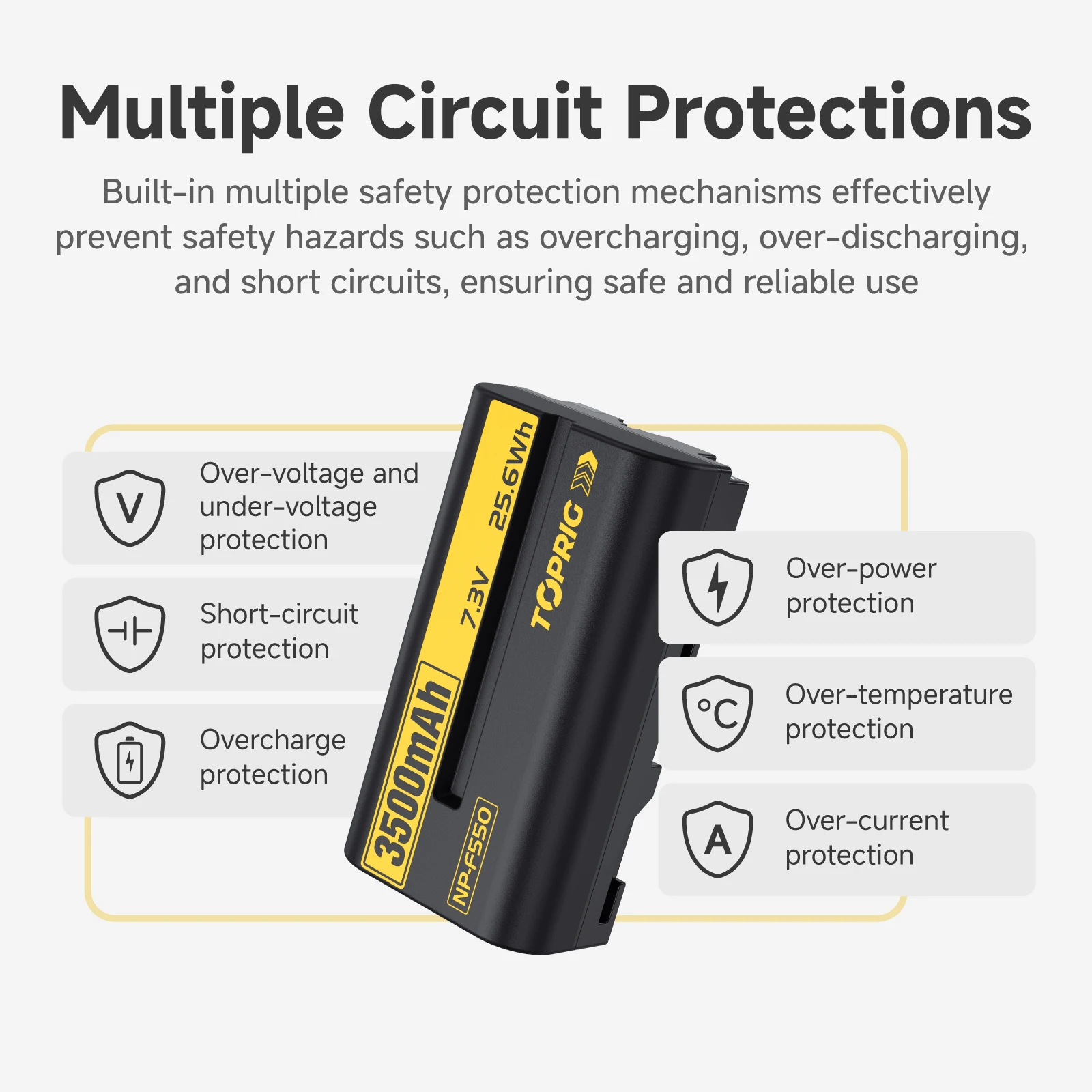 TOPRIG NP-F550 Rechargeable Li-ion Battery 7.4V 3500mAh Replacement for Sony NP F550 LED Light Monitor Camera