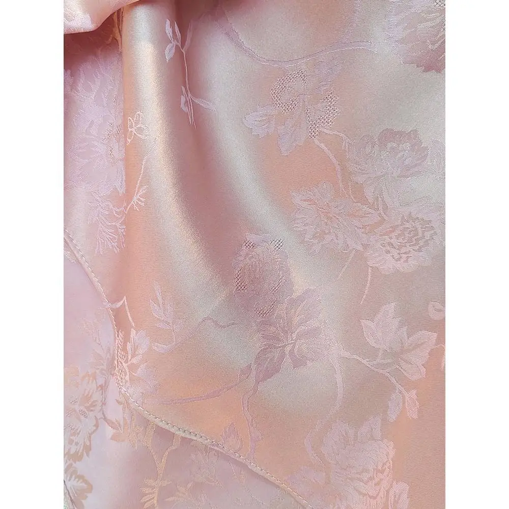 새틴 실크 자카드 레트로 셔츠 여성 플레어 슬리브 꽃 프린트 블라우스 중국 스타일 빈티지 루즈 탑 여름 새로운 패션