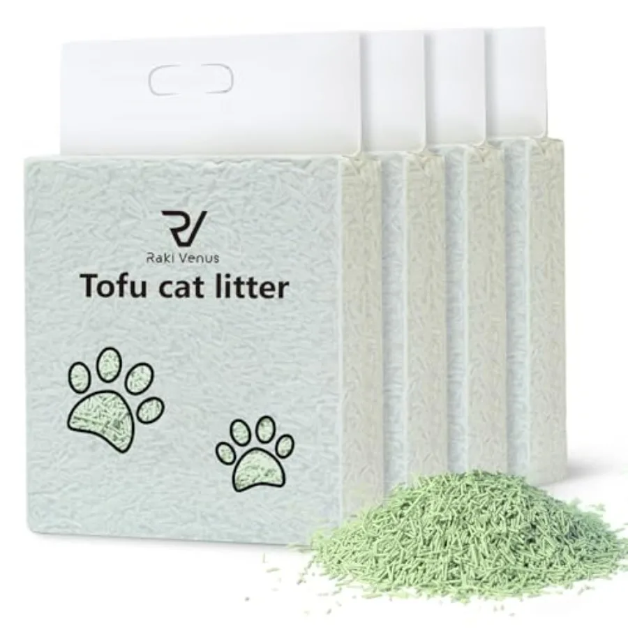 

Tofu Cat Litter - Strong Clumping Ultra Absorbent Odor Control Flushable Low Tracking Low Dust Tofu Litter Pellets 4 Packs/24LB