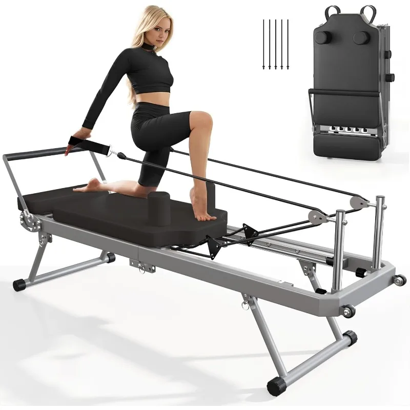 

SogesPower Pilates Reformer Machine for Home Gym Workout, Foldable Pilates Equipment with High Strength Alloy Springs