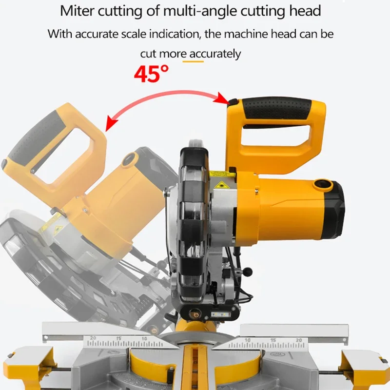 10 Inch Miter Saw 45 Degree Laser Positioning Electric Woodworking Circular Saw 2400W Aluminum Sliding Cutting Machine Miter Saw