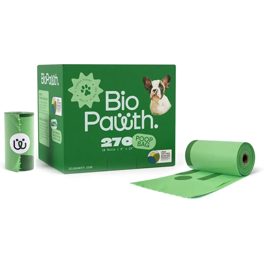 

USDA Certified Biobased Dog Waste Bags - 270 Count, Extra Thick & Leak-Proof, Unscented