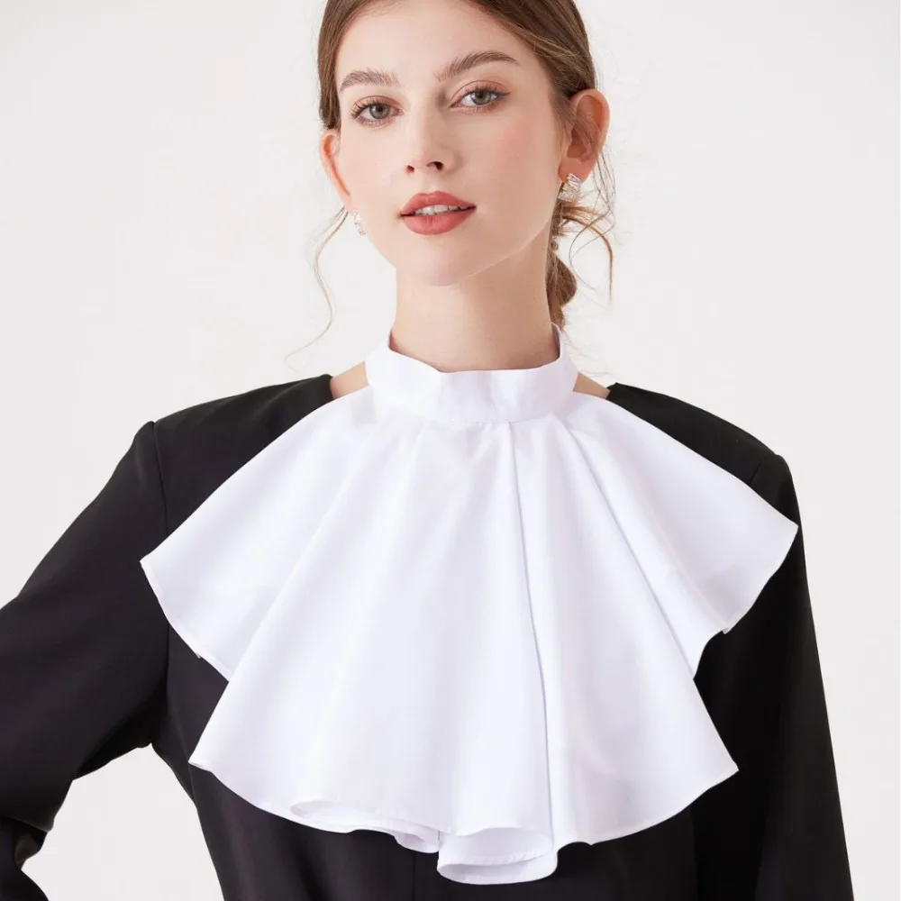 Cameo Kerah Renaisans Dapat Dilepas Cosplay Kerah Ruff Besar Opera Ruff Leher Elizabeth Elegan Antik