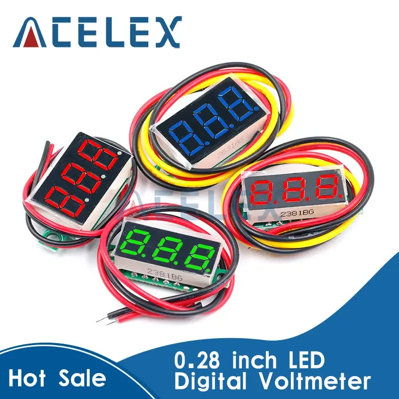 0.28 Inch DC LED Digital Voltmeter 0-100V Voltage Meter Auto Car Mobile Power Voltage Tester Detector 12V Red Green Blue Yellow