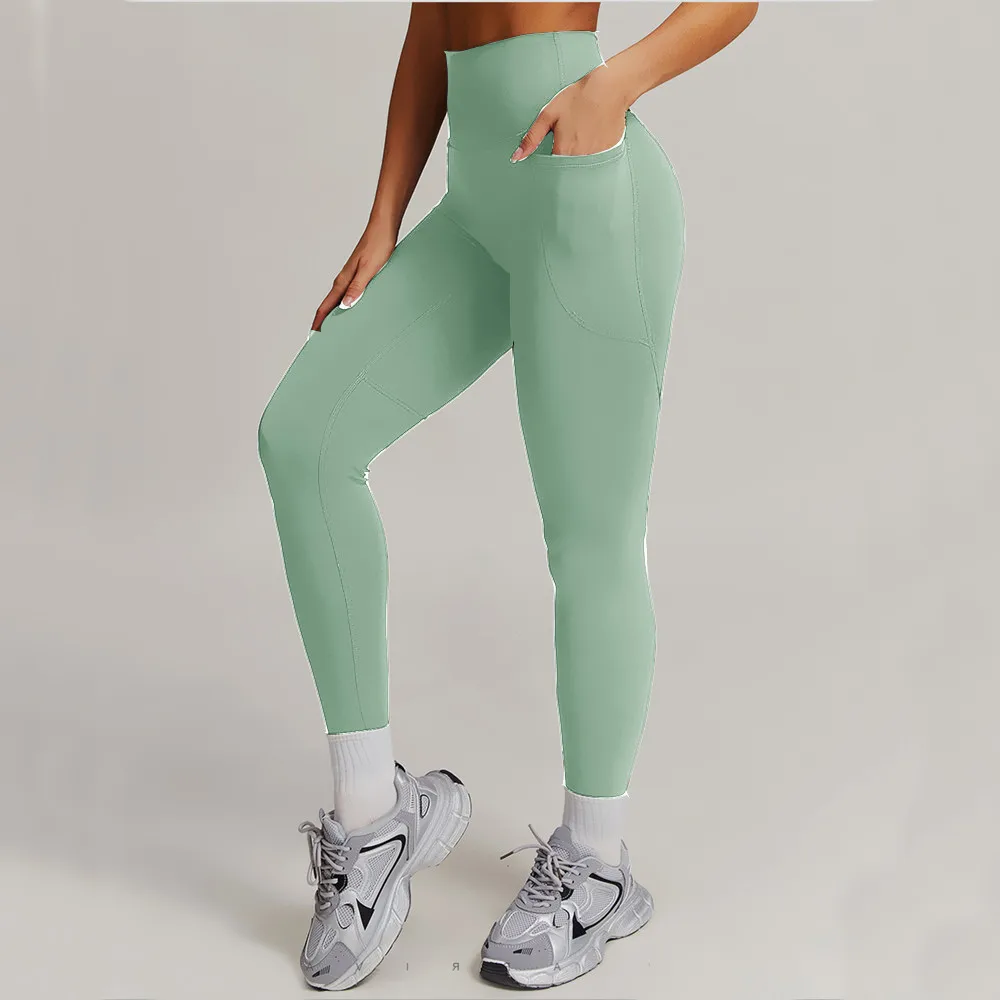 

Двусторонние abraded облегающие брюки для йоги с высокой талией, высокоэластичные дышащие штаны для йоги, спортивная одежда для бега, фитнеса, йоги