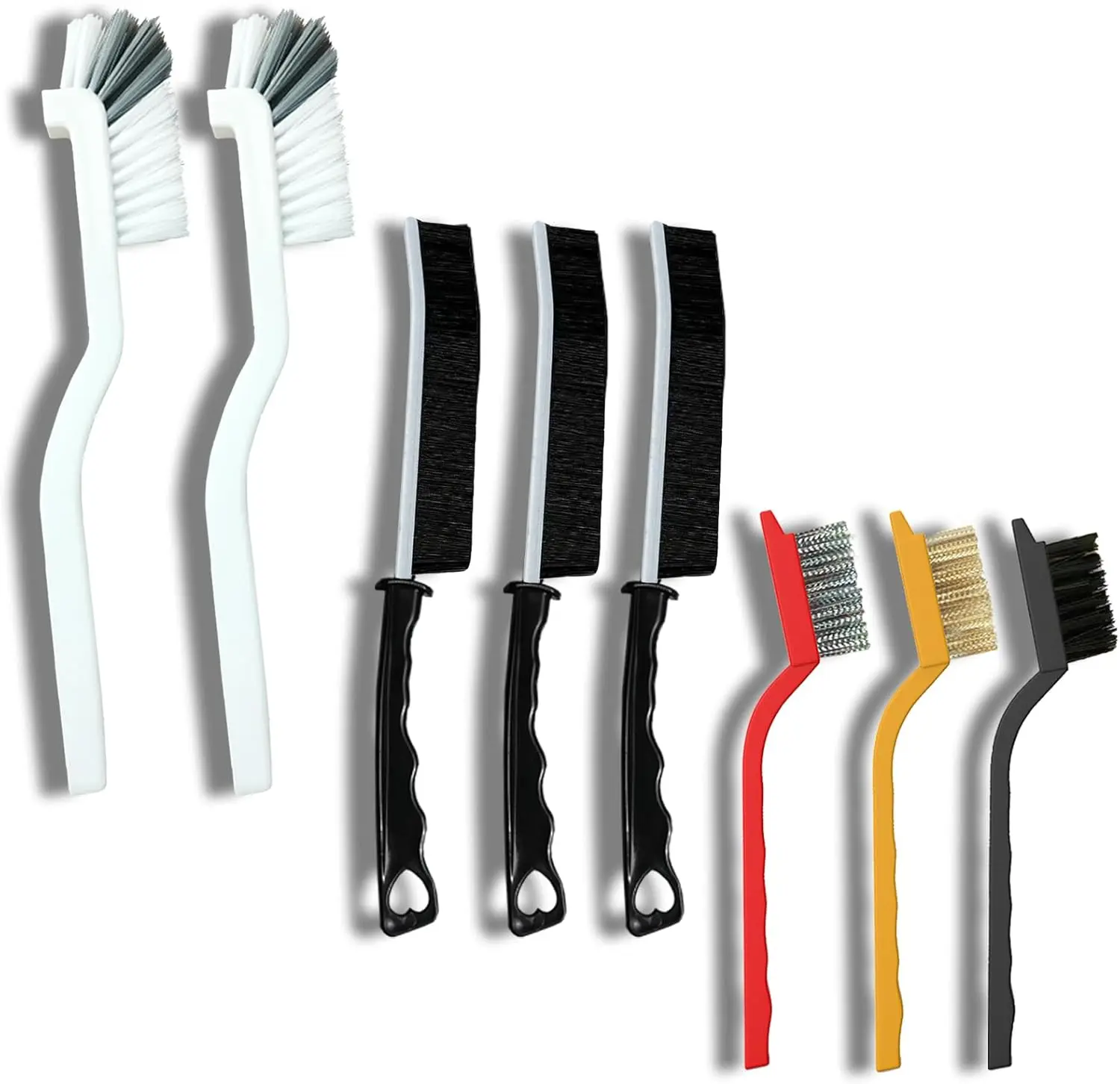 

Multi-Purpose Hard Bristle Crevice Cleaning Brush Set for Kitchen, Bathroom, Sink, Bottles & Tight Spaces