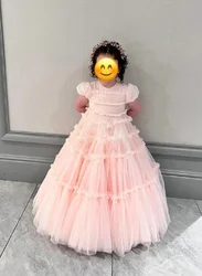 Gardenwed Puffy Girl Gown Flower Girl Dress Tulle Pink Wedding Party Dresses Cute Baby Girl Dress Princess Dress Little Bridal