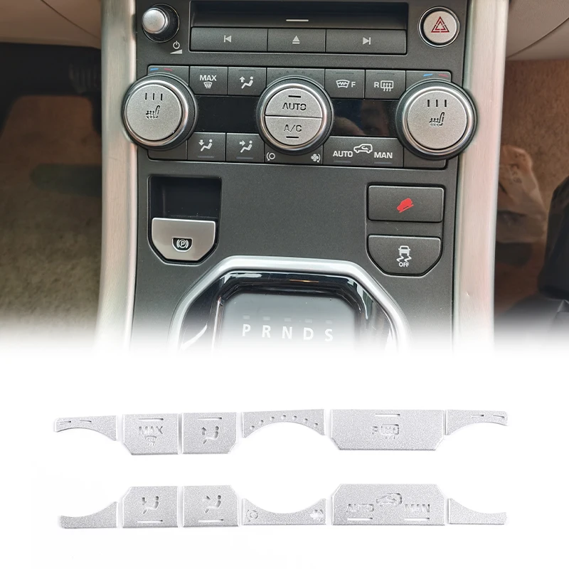 2 Styles Silver Aluminum Alloy AC Button Trim Stickers Interior Parts For Land Rover Range Rover Evoque 2012-2018