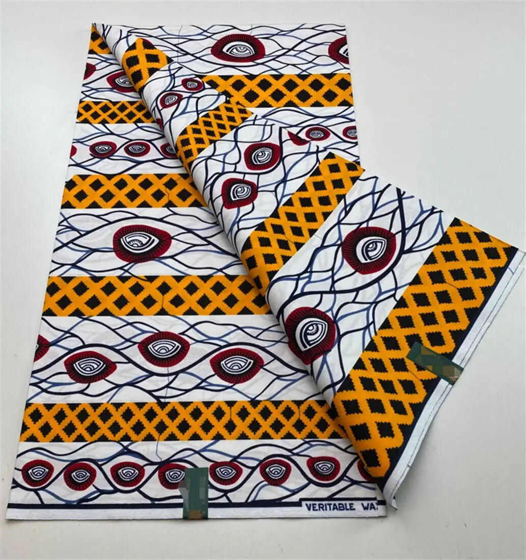 Newest Style Ankara Wax Fabric 100% Cotton Soft Wax, African Wax Print  Fabric For Women, Party Dresses 6 Yards