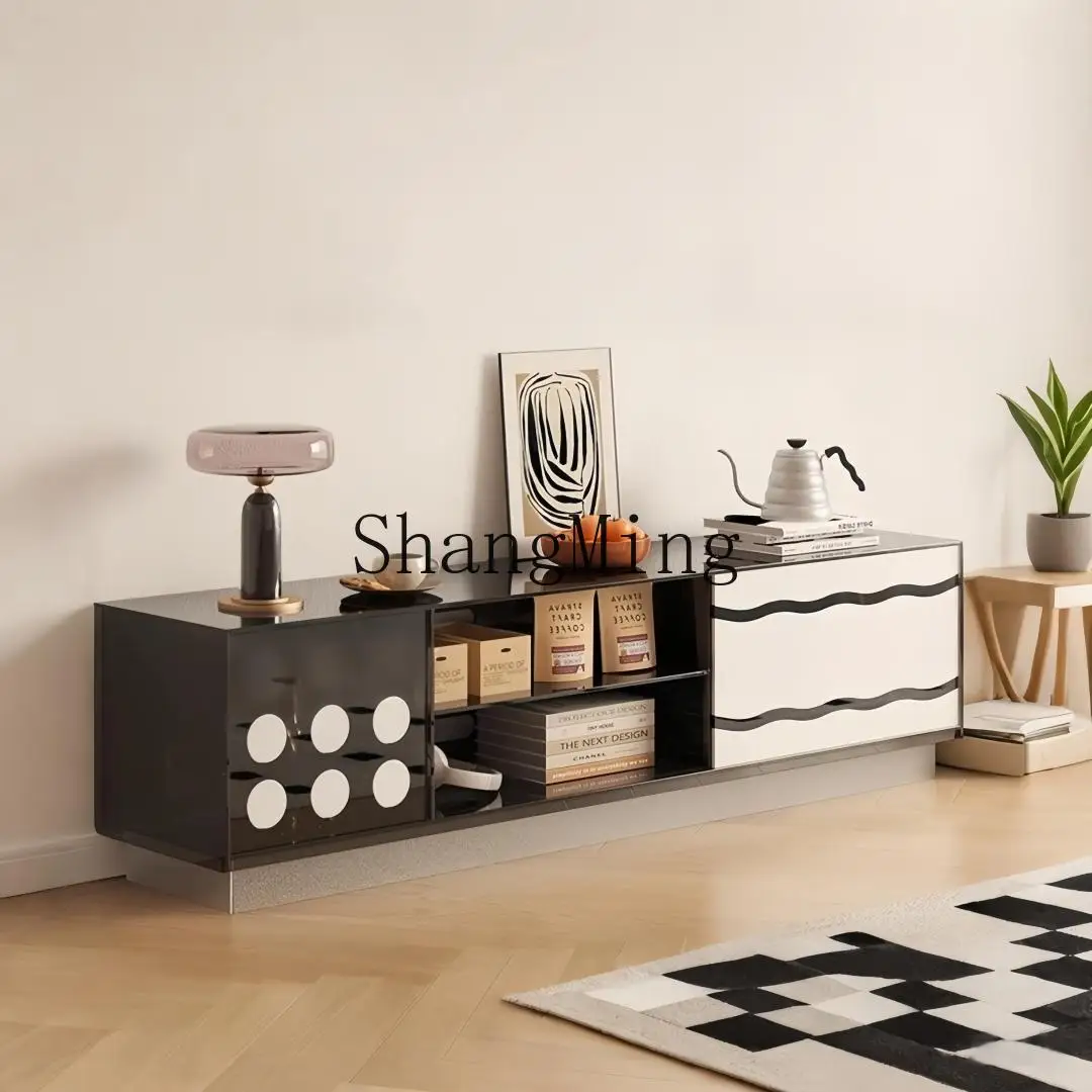 

CL Acrylic Vintage TV Cabinet Living Room Simple Floor-standing TV Retro Storage Cabinet